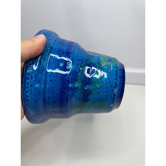 Vtg Bitossi Rimini Blue Planter Cachepot Paisley Rosenthal Netter Aldo Londi - Picture 3 of 10